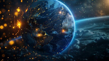 Obraz premium Earth From Space - Illuminated by City Lights