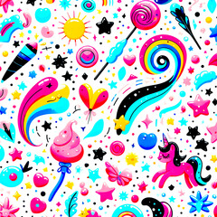 Fototapeta premium pattern unicorn candy sun seamless 