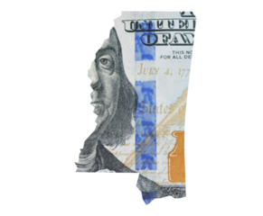 Dollar map Mississippi state shape
