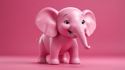 Naklejka premium Smiling pink elephant on vibrant pink background