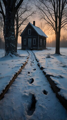 old house in winter, ai generated
