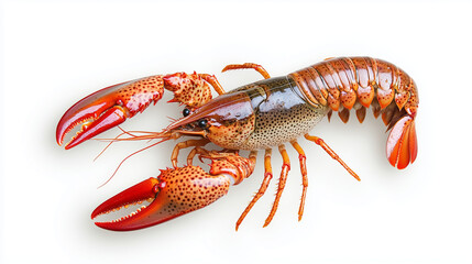 Gros plan d'une &eacute;crevisse rouge, vue du dessus, sur fond blanc, fruit de mer pour plats &eacute;labor&eacute;s