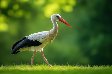 Fototapeta premium stork walking on gras