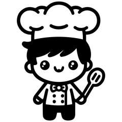 cute chef icon illustration vector flat design