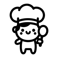 cute chef icon illustration vector flat design