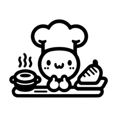 cute chef icon illustration vector flat design