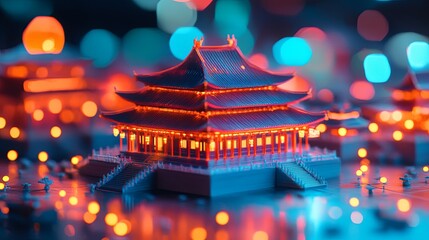 Miniature and Super Cute Clay World in Isometric View of the Forbidden City: Detailed Stop-Motion Animation with Tilt-Shift Effect, Great Lighting, and 3D Rendering


