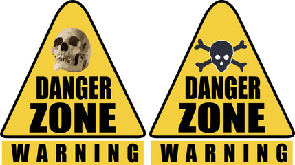 Obraz premium Danger Zone Warning with human Skull