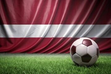 Naklejka premium Latvia flag with soccer ball. Football.