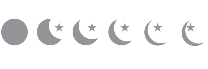 Vector Moon Phases isolated on white. Moon shapes for design.