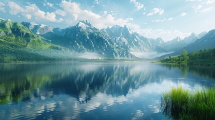 Majestic Mountain Lake Reflection.