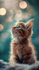 a cute kitten watch to me wallpaper, in the style of mystical and dreamy