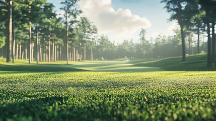 Obraz premium The beautiful golf course with morning sunshine.