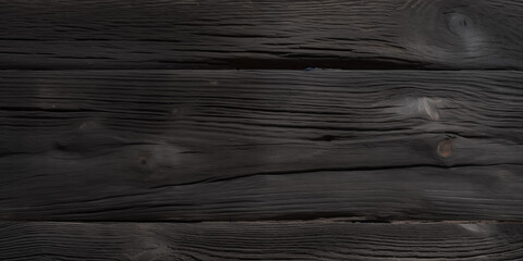 Fototapeta premium Drewniane tło. Czarna tapeta z poziomymi deskami z ciemnego gatunku surowego starego drzewa. Heban. Podłoga lub ściana z lameli - minimalistyczna tapeta.