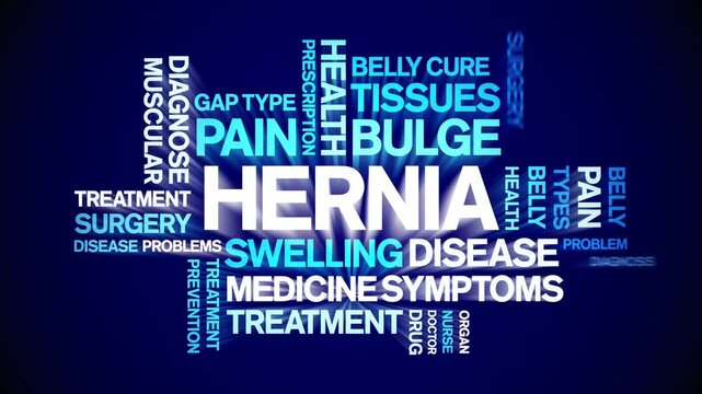 Hernia animated word cloud;text design animation tag kinetic typography seamless loop.