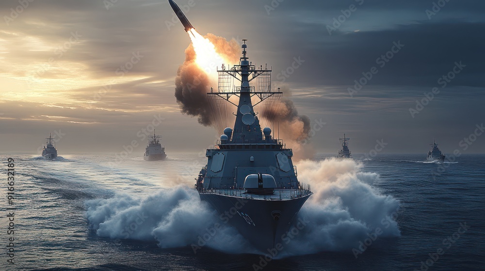 Wall mural Modern warships