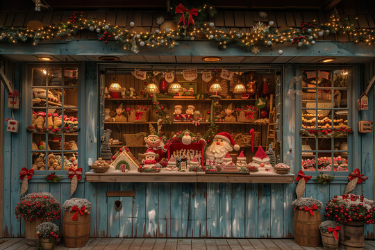 Santa Claus workshop backdrop, front view