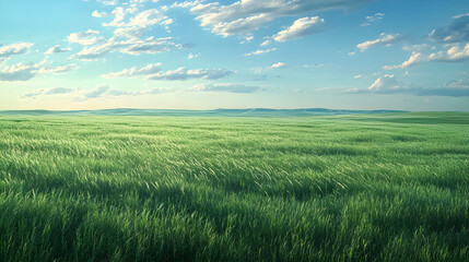 Fototapeta premium vast grasslands, the azure sky. In this serene expanse this picturesque backdrop
