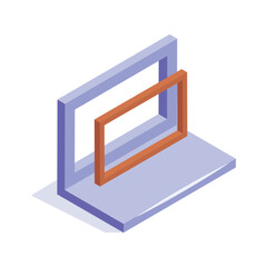 Window installation isometric icon, construction projects and architectural design