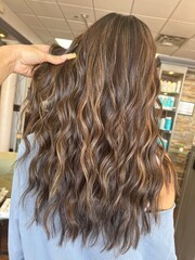 balayage on dark hair, caramel highlights on dark hair