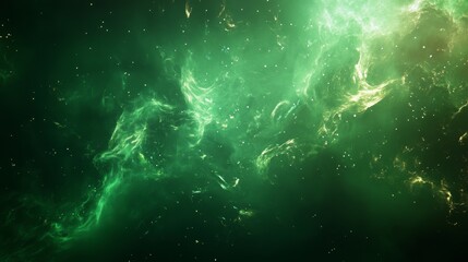 Abstract background, green cosmic nebula，background with space