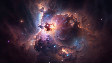 Naklejka premium Tło kosmiczne z pyłem gwiezdnym i błyszczącymi gwiazdami. Realistyczny kosmos i kolorowa mgławica. Kolorowa galaktyka.