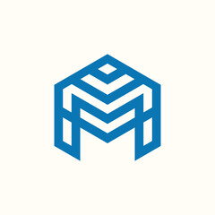 Unique Marketing and Business Blue Polygon Letter Logo 
