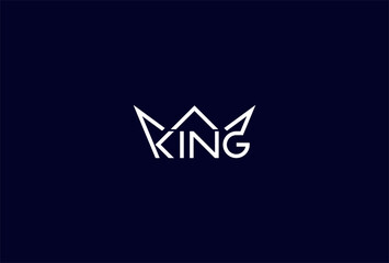 King Logo, crown with letter combination in text King typography logo, vector illustration