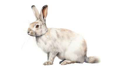Obraz premium white rabbit watercolor isolated on transparent background cutout