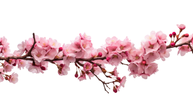 pink cherry blossom isolated on transparent background cutout