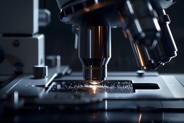 Laboratory microscope close-up