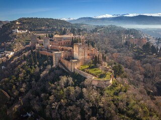 An aerial view of Granada in Spain during winter