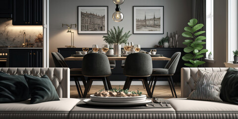 Beautiful Dining zone in modern spacious living room