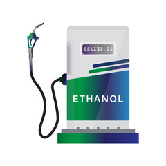 Ethanol Fuel gas pump vector, illustration. Price display with Automatic Shut-off Fuel Nozzle. Alternative fuel.