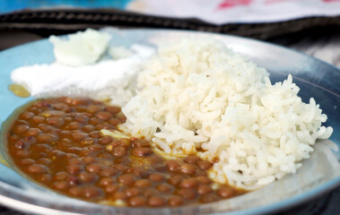 Healthy nutritious Indian comfort food Dal Chawal or Dal Rice in
