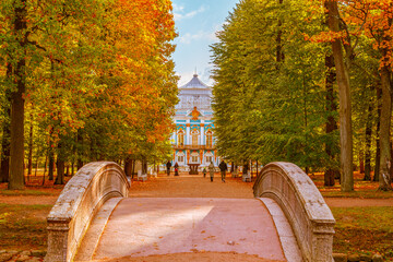 The Hermitage Pavilion in Catherine Park in golden autumn. Pushkin (Tsarskoe Selo)