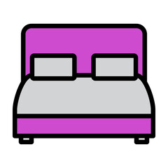 Double Bed Vector Filled Icon Design