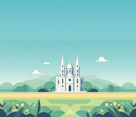 Naklejka premium Minimal Flat design of São Paulo Cathedral, Brazil.