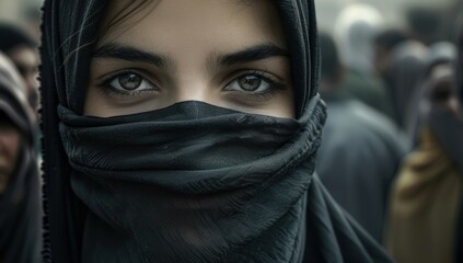 Naklejka premium Mysterious Eyes, Covered in a Veil
