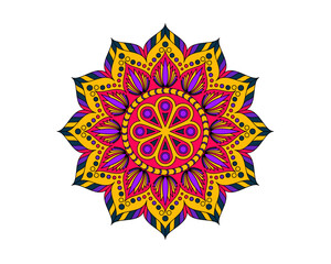 Vector illustration of hand drawn mandala isolated on white background.