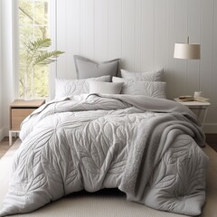 Obraz premium Luxurious Bedroom, Comfortable King Size Bed, premium cotton bed sheets, Residential hotel Interior