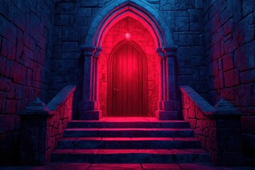 Fantasy tour with magical accessories, feeling chills in a haunted castle, mystical lighting, rich colors, detailed scene