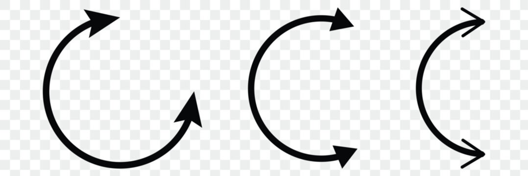 Dual semi circle arrow. Vector illustration. Semicircular curved thin long double ended arrow. Double Arrow. Black arrow icon. Eps 10.