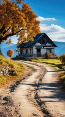 Autumn scenery in rural area in Transylvania  