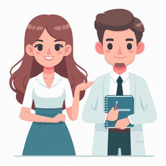 Obraz premium teacher and student flat illustration