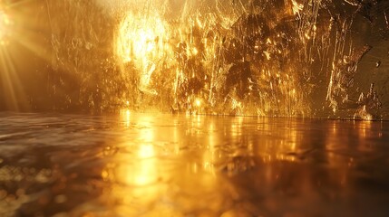 Fototapeta premium Close Up of Smooth Gold Satin Fabric Draped and Wrinkled
