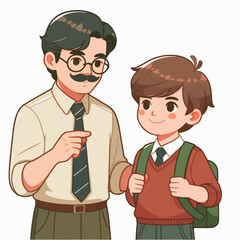 teacher and student flat illustration