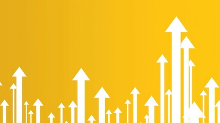 White Arrows Pointing Upward on Yellow Background