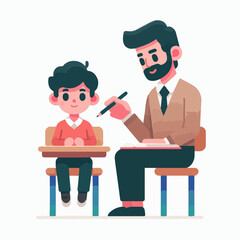 teacher and student flat illustration