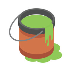 Premium isometric icon of paint bucket in customizable design